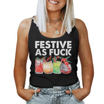 Festive As Fuck Cocktail Drinks Alcohol Christmas Women Tank Top | Mazezy
