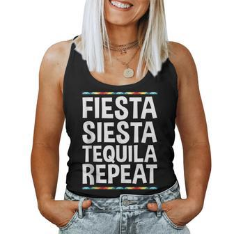 Fiesta Siesta Tequila Repeat Cinco De Mayo Women Tank Top - Seseable