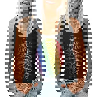 Finger Print Dna Support Lgbt Flag Gay Pride Lgbtq Rainbow Women Tank Top | Mazezy