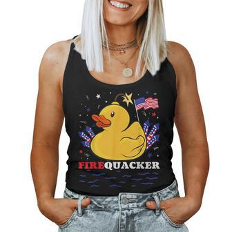 Firecracker Duck 4Th Of July Patriotic Day Usa Flag Funny Women Tank Top Basic Casual Daily Weekend Graphic - Thegiftio UK