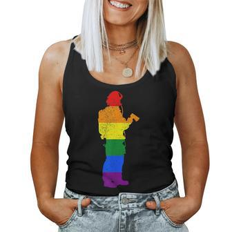 Fireman Firefighter Gay Pride Lgbtq Supporter Rainbow Ally Women Tank Top | Mazezy