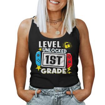 First Day Of 1St Grade Level Unlocked Game Back To School Women Tank Top - Seseable
