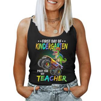 First Day Kindergarten Pray For My Teacher Dinosaur 1St Day Women Tank Top Weekend Graphic - Monsterry UK