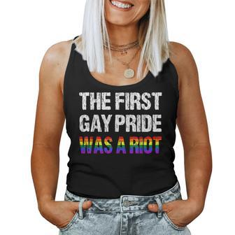 The First Gay Pride Was A Riot Lgbt Colorful Rainbow Cute Women Tank Top | Mazezy