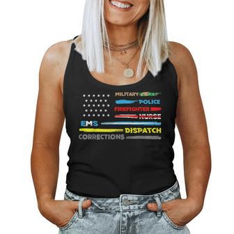 First Responders Hero Flag - Nurse Ems Police Fire Military Women Tank Top Basic Casual Daily Weekend Graphic - Thegiftio UK