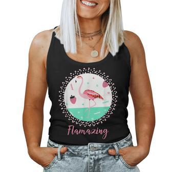 Flamazing Flamingo And Strawberries Summer Holidays Women Tank Top | Mazezy