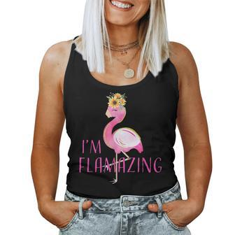 Im Flamazing Women Girls Flamingo Graphic Amazing Women Tank Top | Mazezy