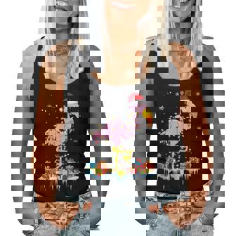 Flamingo Christmas Tree Lights X-Mas Ornament Decor Flamingo Women Tank Top | Mazezy