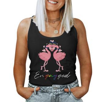 Flamingo Engayged Engaged Gay Lgbt Rainbow Flag Women Tank Top | Mazezy