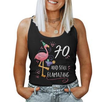 Flamingo Flamazing 70Th Birthday Decorations Supplies Women Tank Top | Mazezy