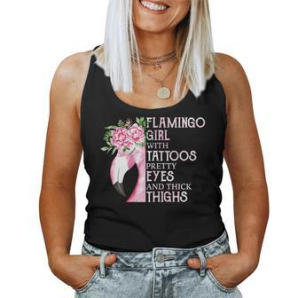 Flamingo Girl With Tattoos Pretty Eyes Thick Thighs Women Tank Top | Mazezy