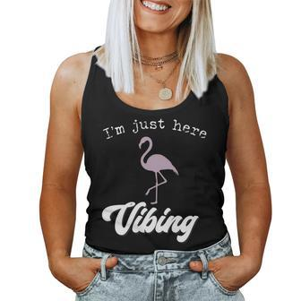 Flamingo Just Here Vibing Meme Chill Relax N Women Tank Top | Mazezy