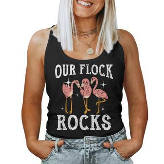 Our Flock Rocks Flamingo Family Group Vacation Matching Women Tank Top | Mazezy