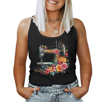 Floral Flower Sewing Maschine Kit Quilting Themed Women Tank Top - Monsterry AU