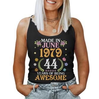Flower Made In June 1979 Birthday 44 Years Of Being Awesome Women Tank Top | Mazezy