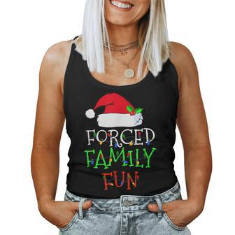 Forced Family Fun Sarcastic Christmas Pajama Family Women Tank Top - Thegiftio UK
