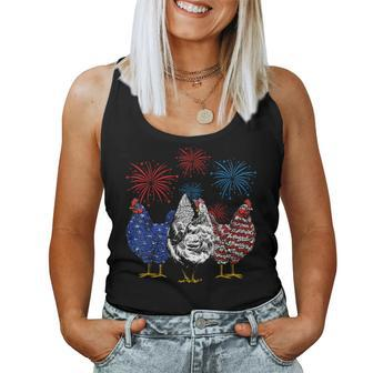 Fourth Of July Funny Chicken Farmer American Flag Patriotic Women Tank Top Basic Casual Daily Weekend Graphic - Thegiftio UK