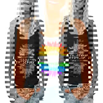 Free Sister Hugs Rainbow Sunflower Lgbt Gay Pride Month Women Tank Top | Mazezy