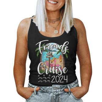 Friends Cruise 2024 Matching Flamingo Cruise Squad Women Tank Top | Mazezy
