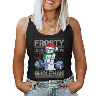 Frosty The Swoleman Ugly Christmas Sweater Snowman Gym Women Tank Top - Monsterry DE