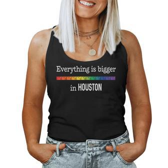 Fun Gay Pride Houston Everything Bigger Rainbow Ruler Women Tank Top | Mazezy