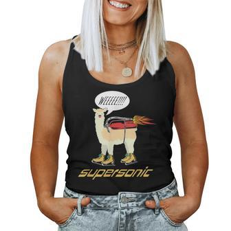 Adorable Llama Supersonic Ice Skating Women Tank Top | Mazezy