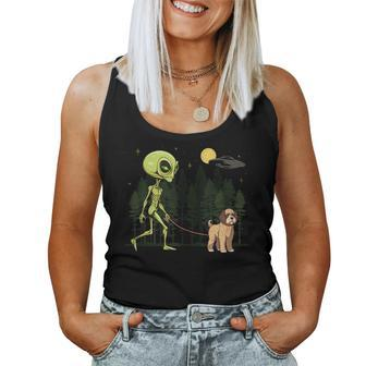 Boxerdoodle Alien Walking Ufo Pet Dog Mom Dad Women Tank Top | Mazezy