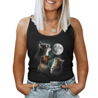 Cat Cats Meowling At Moon Cat Owner Cat Lover Cat Women Tank Top - Monsterry