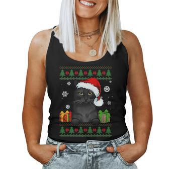 Cat Lovers Bombay Cat Santa Hat Ugly Christmas Sweater Women Tank Top - Monsterry