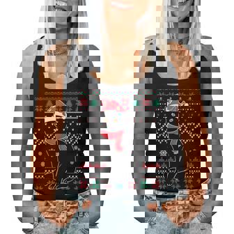 Cat Lovers Cute Cat Santa Hat Ugly Christmas Sweater Women Tank Top | Mazezy