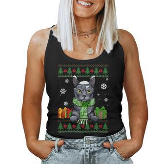Cat Lovers Korat Cat Santa Hat Ugly Christmas Sweater Women Tank Top - Monsterry UK