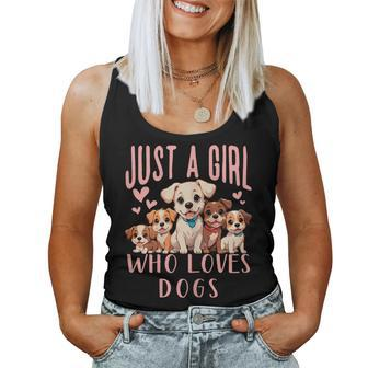 Cute Dog Puppy Lover Just A Girl Who Loves Dogs Women Tank Top - Monsterry