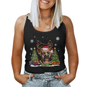 Dog Lover Cute Boxer Santa Hat Ugly Christmas Sweater Women Tank Top - Monsterry