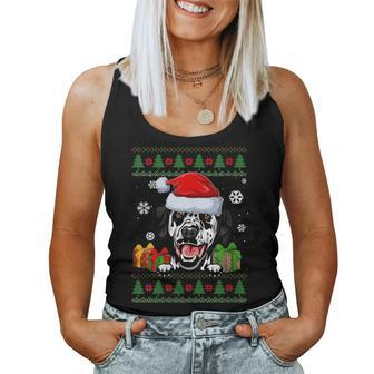 Dog Lovers Dalmatian Santa Hat Ugly Christmas Sweater Women Tank Top - Monsterry
