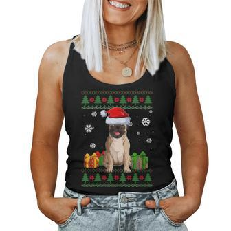 Dog Lovers Pug Santa Hat Ugly Christmas Sweater Women Tank Top - Monsterry DE