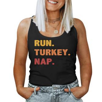 Fall Sayings Thanksgiving Trot Run Turkey Nap Women Tank Top | Mazezy CA