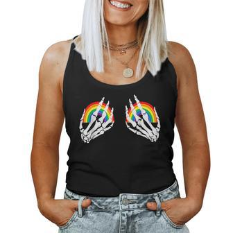 Funny Gay Les Pride Rainbow Boobs Skeleton Hand Lgbt Gay Women Tank Top Basic Casual Daily Weekend Graphic - Seseable