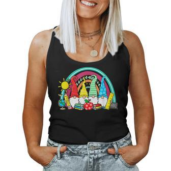Funny Gnomes Happy First Day Teachers Student Back To School Women Tank Top Weekend Graphic - Seseable