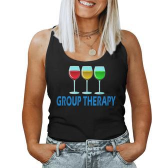 Group Therapy Wine Healing Wine Glass Women Tank Top | Mazezy UK