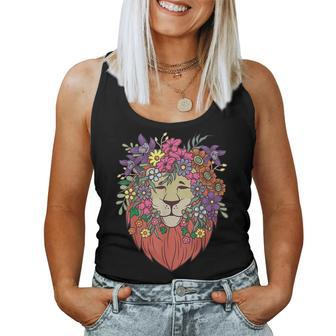 Indie Style Lion Flowers Cute Hipster Outfit Women Tank Top - Seseable