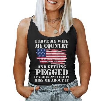 I Love My Wife My Country And Getting Pegged Vintage Women Tank Top | Mazezy
