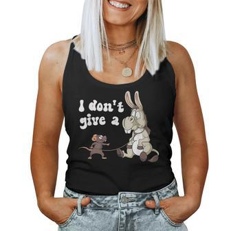 Mouse Walking A Donkey I Don't Give Rats ASs Mouse Women Tank Top - Monsterry