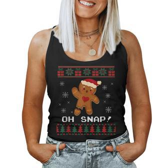 Oh Snap Gingerbread Ugly Christmas Sweater Women Tank Top - Seseable