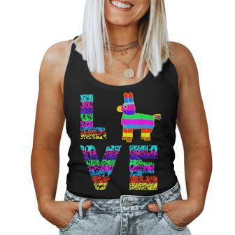 Pinata Rainbow Horse Mexican Fiesta Party Hit Women Tank Top | Mazezy