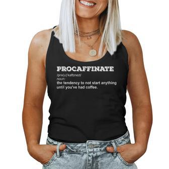 Procaffinate Definition Coffee Drinker Coffee Lover Women Tank Top | Mazezy
