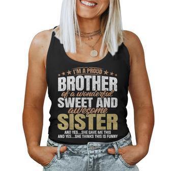 Proud Brother From Awesome Sister Christmas Xmas Famil Women Tank Top - Thegiftio UK