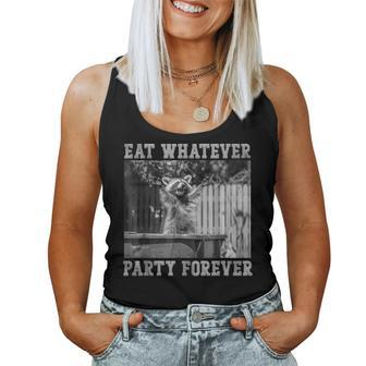 Raccoon Eat Whatever Party Forever Trash Panda Women Tank Top | Mazezy