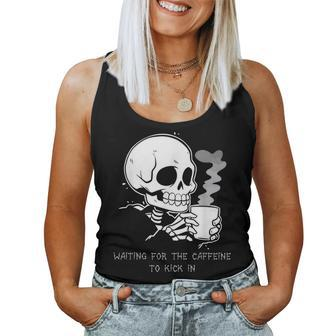 Skeleton Goth Halloween Coffee Women Tank Top | Mazezy