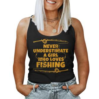 Never Underestimate A Girl Who Loves Fishing Women Tank Top - Thegiftio UK