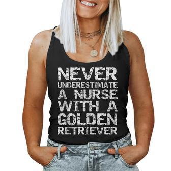 Never Underestimate A Nurse With A Golden Retriever Women Tank Top - Monsterry CA